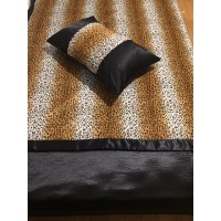 Alnada prekrivači za bračni krevet Leopard print sa postavom od štepanog crnog satena